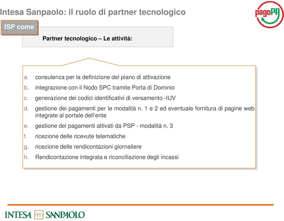 generazione dei codici identificativi di versamento -IUV d. gestione dei pagamenti per le modalità n.