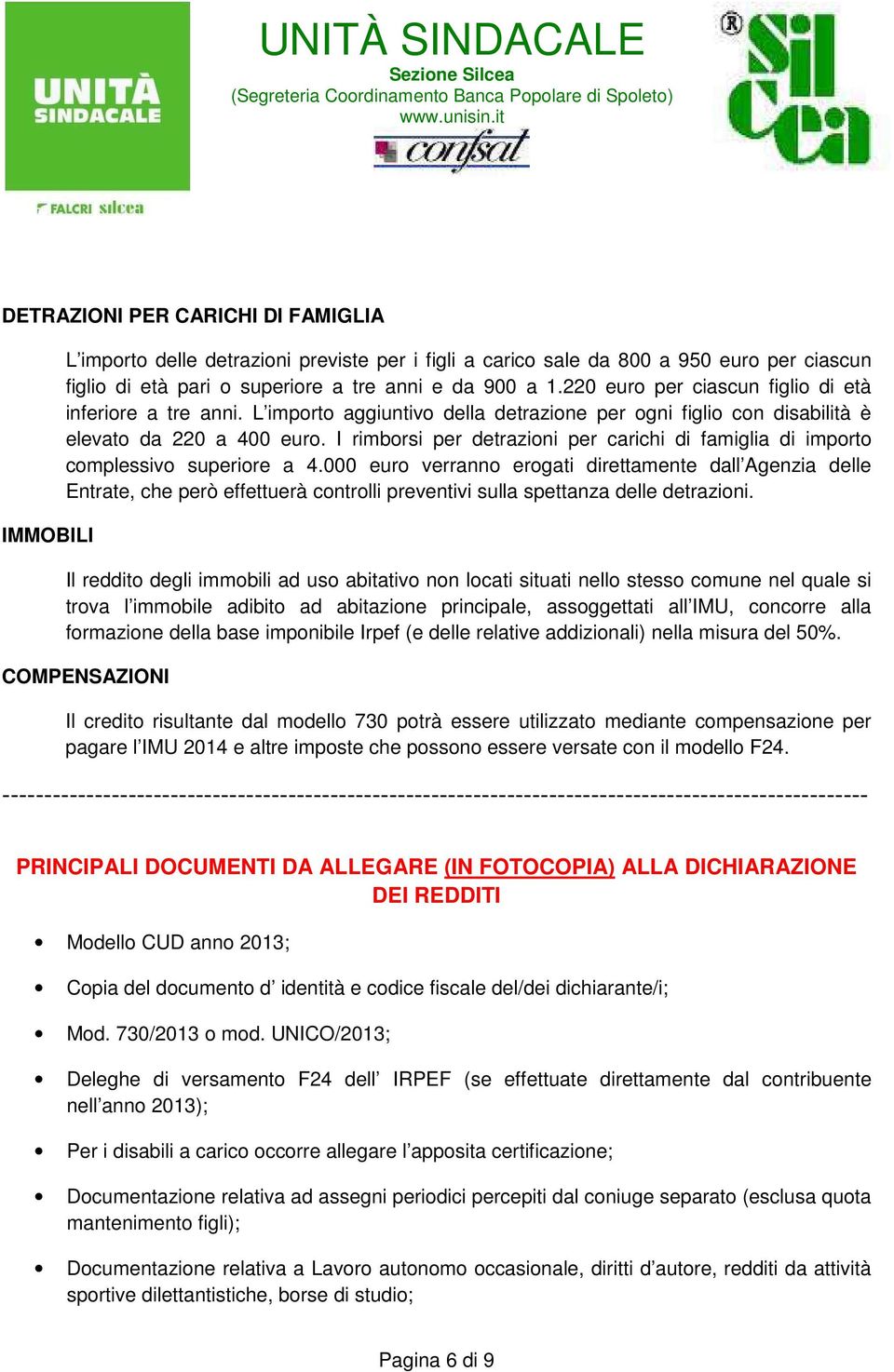 I rimborsi per detrazioni per carichi di famiglia di importo complessivo superiore a 4.