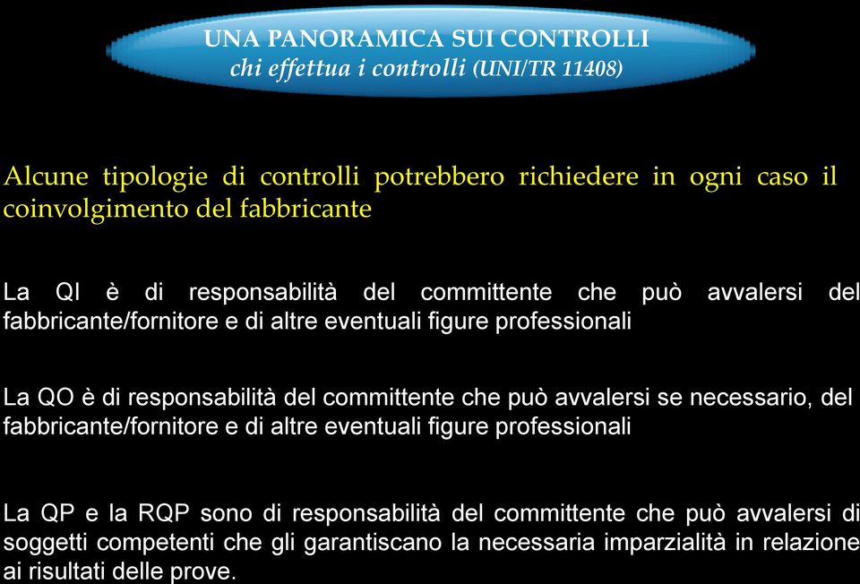 responsabilità del committente che può avvalersi se necessario, del fabbricante/fornitore e di altre eventuali figure professionali La QP e la RQP sono di