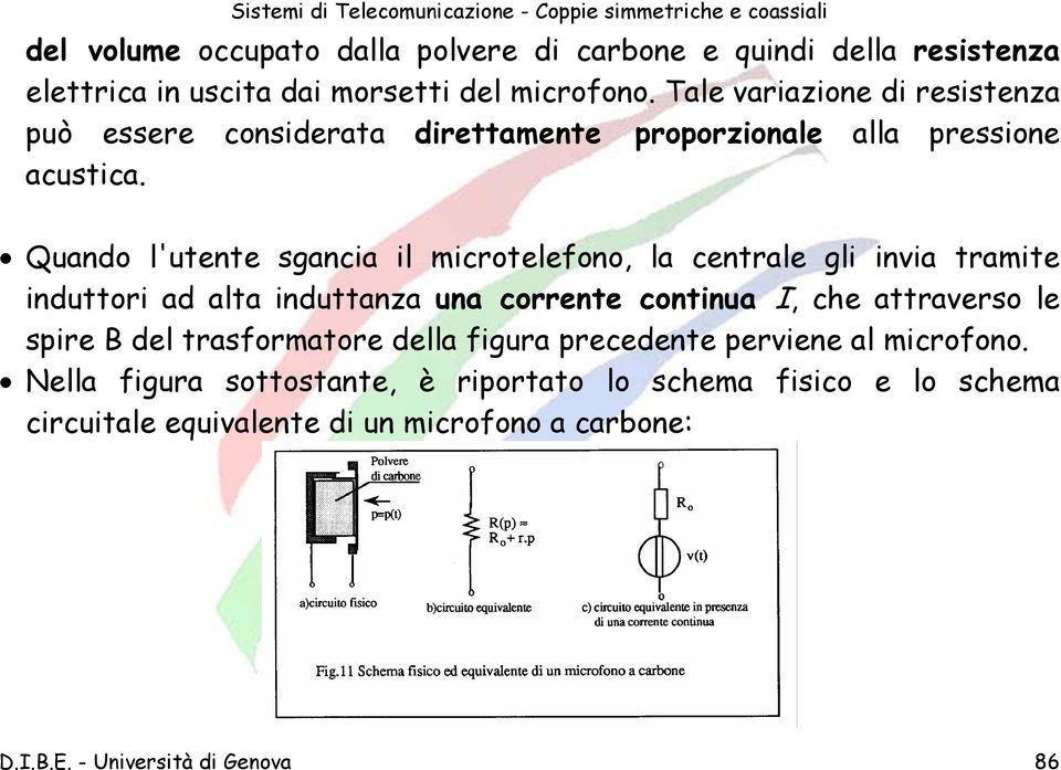 Quando l'utente sgancia il microtelefono, la centrale gli invia tramite induttori ad alta induttanza una corrente continua I, che attraverso le