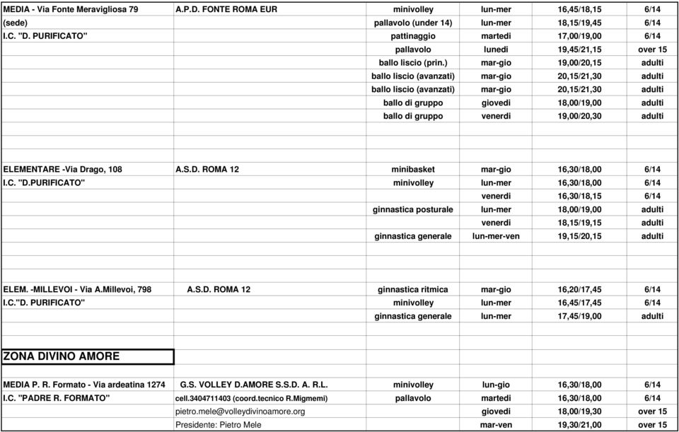 ) mar-gio 19,00/20,15 adulti ballo liscio (avanzati) mar-gio 20,15/21,30 adulti ballo liscio (avanzati) mar-gio 20,15/21,30 adulti ballo di gruppo giovedi 18,00/19,00 adulti ballo di gruppo venerdi