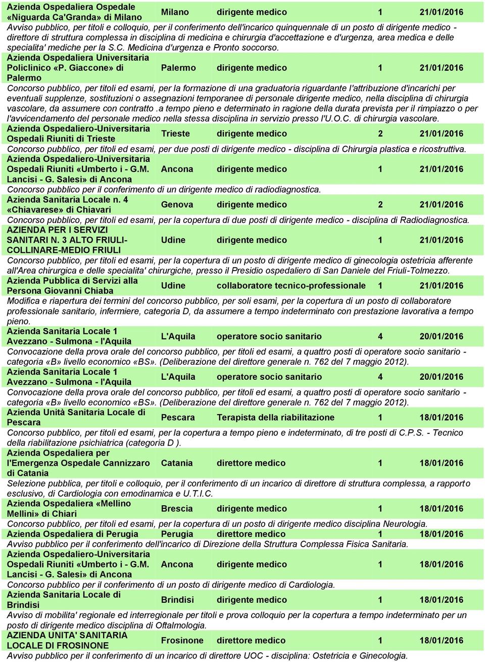 Medicina d'urgenza e Pronto soccorso. Policlinico «P.