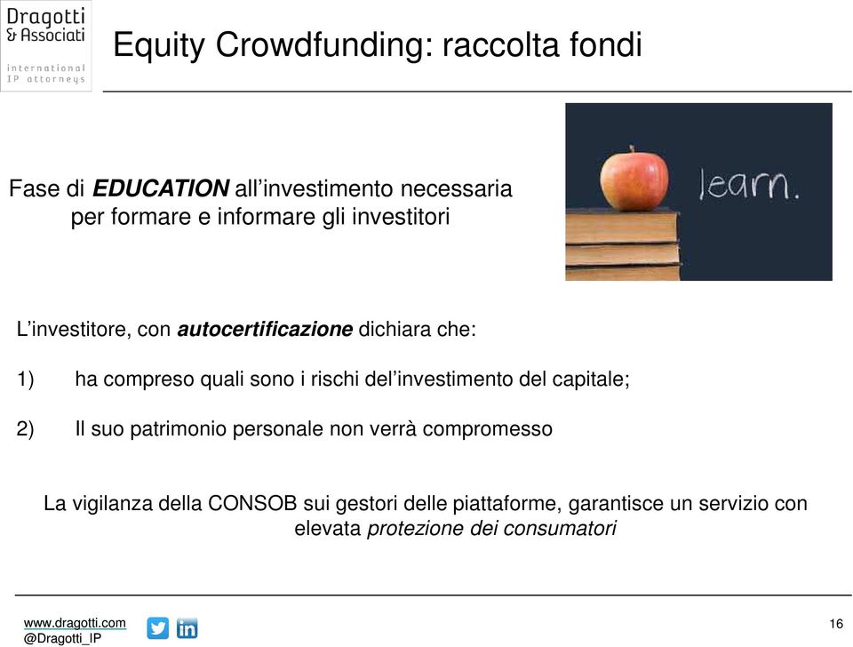 i rischi del investimento del capitale; 2) Il suo patrimonio personale non verrà compromesso La