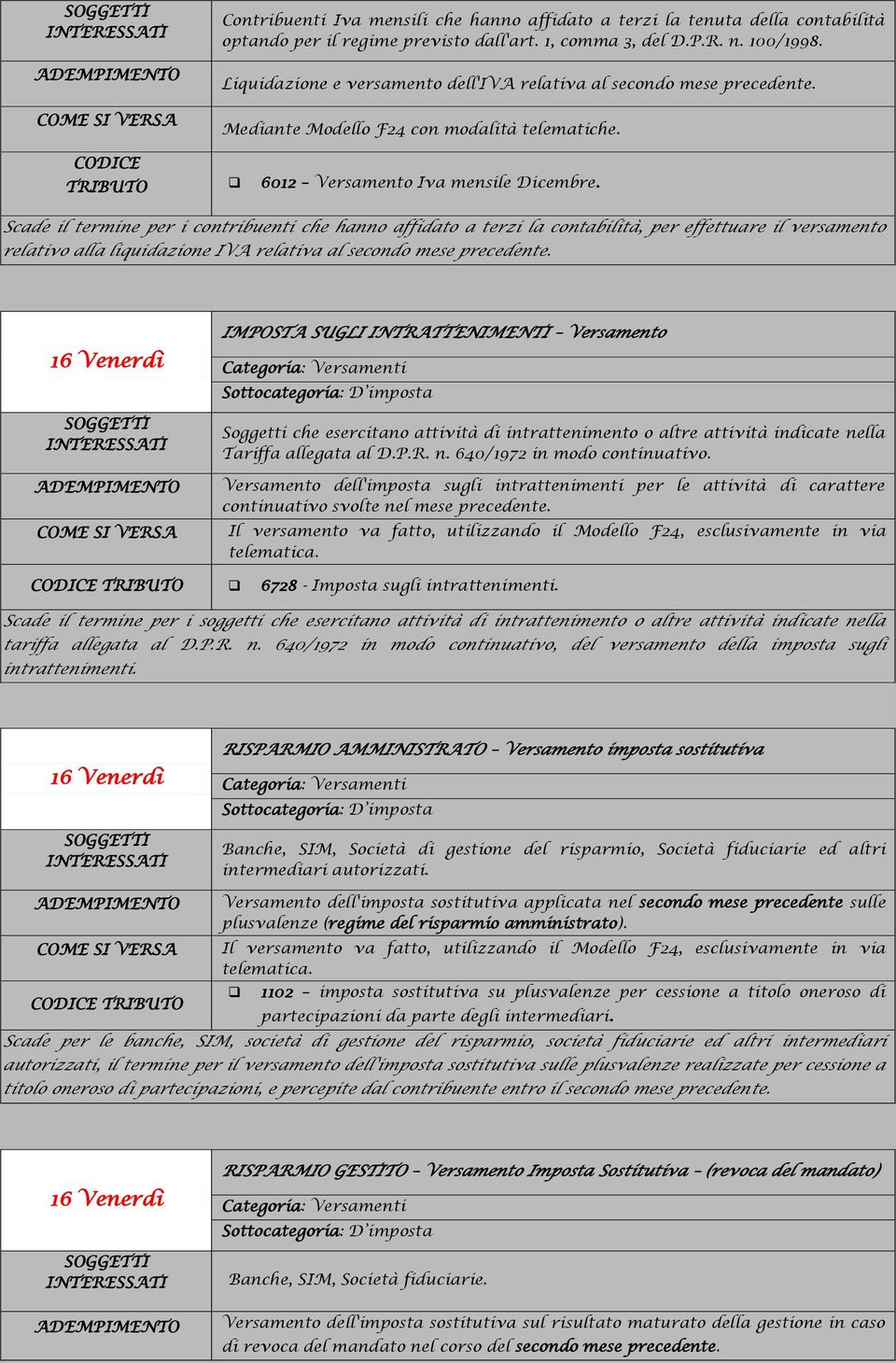 Scade il termine per i contribuenti che hanno affidato a terzi la contabilità, per effettuare il versamento relativo alla liquidazione IVA relativa al secondo mese precedente.