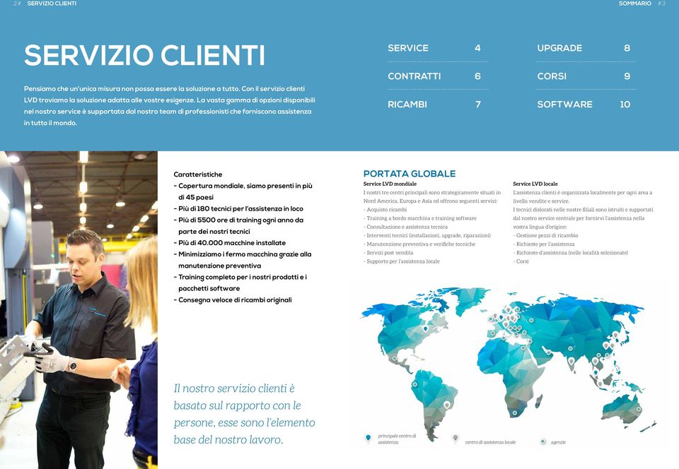 La vasta gamma di opzioni disponibili nel nostro service è supportata dal nostro team di professionisti che forniscono assistenza in tutto il mondo.