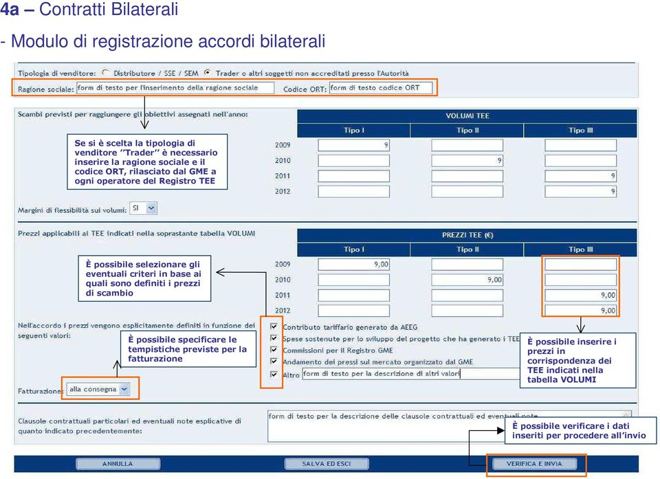 criteri in base ai quali sono definiti i prezzi di scambio È possibile specificare le tempistiche previste per la fatturazione È