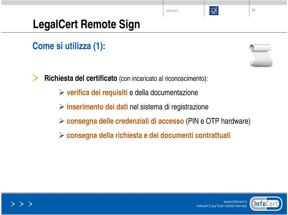 inserimento dei dati nel sistema di registrazione consegna delle