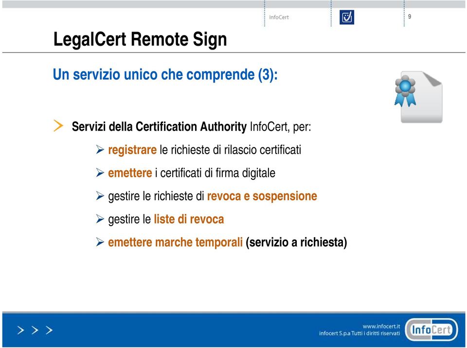 emettere i certificati di firma digitale gestire le richieste di revoca e