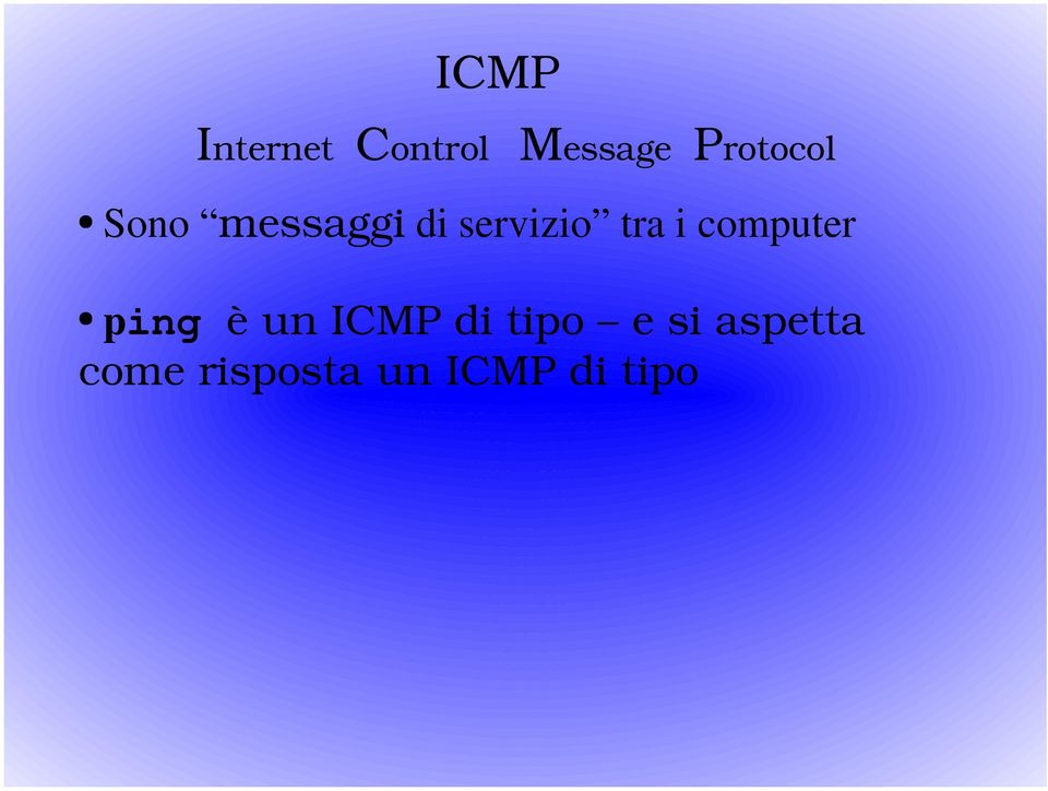 tra i computer ping è un ICMP di