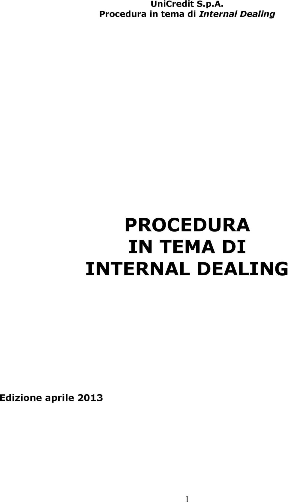 Internal Dealing PROCEDURA