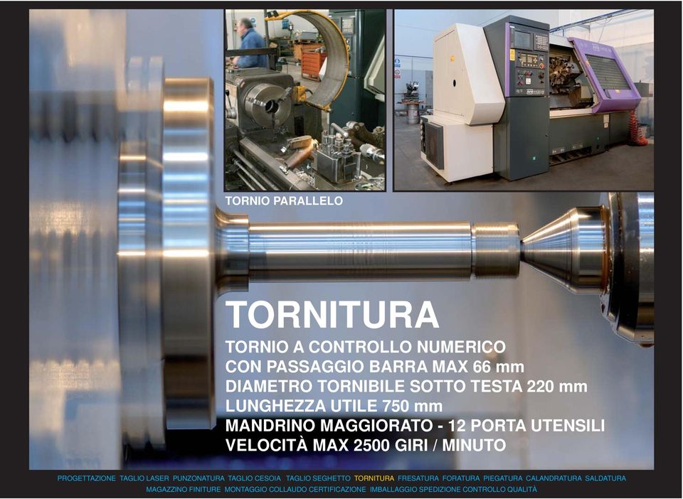 TESTA 220 mm LUNGHEZZA UTILE 750 mm MANDRINO