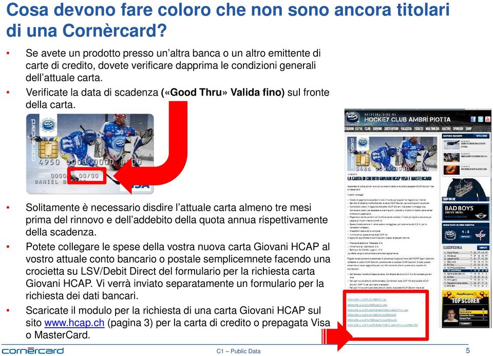 Verificate la data di scadenza («Good Thru» Valida fino) sul fronte della carta.