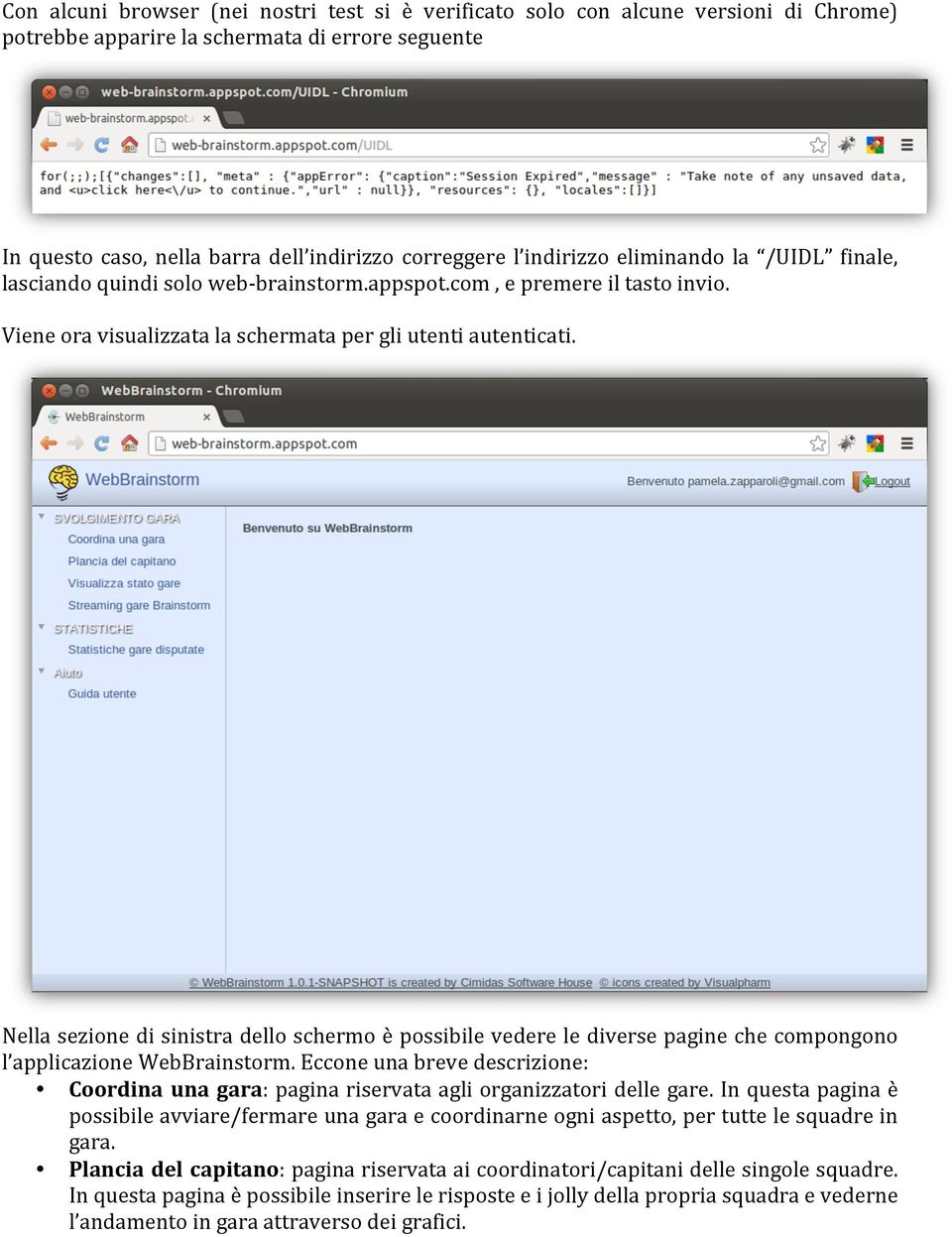 Nella sezione di sinistra dello schermo è possibile vedere le diverse pagine che compongono l applicazione WebBrainstorm.