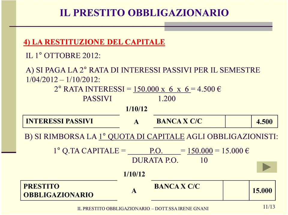 200 1/10/12 INTERESSI PASSIVI A BANCA X C/C 4.