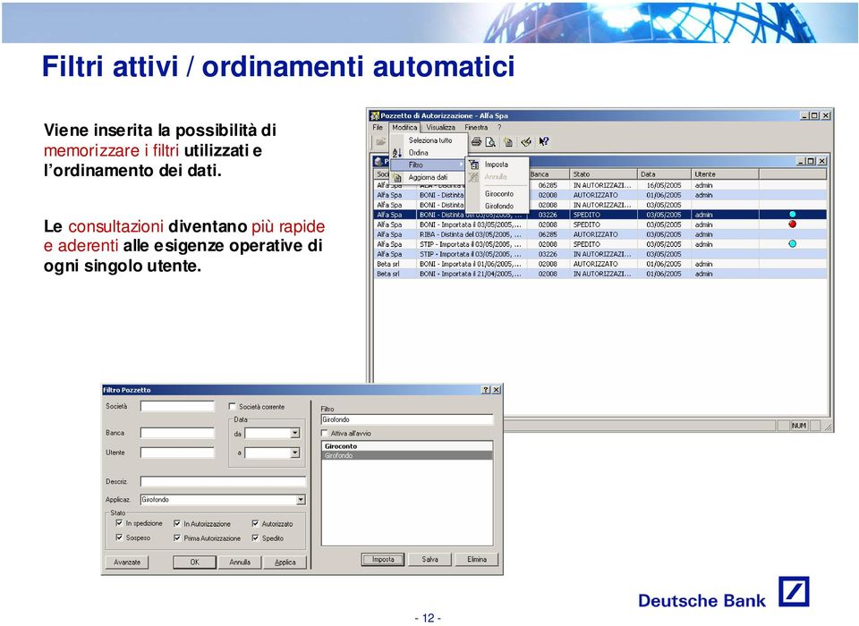 ordinamento dei dati.