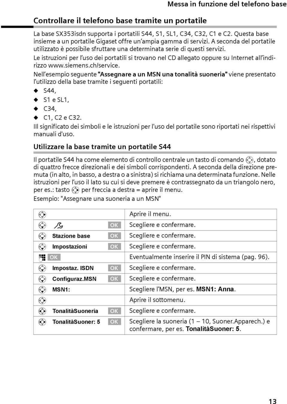 Le struzon per l uso de portatl s trovano nel CD allegato oppure su Internet all ndrzzo www.semens.ch/servce.