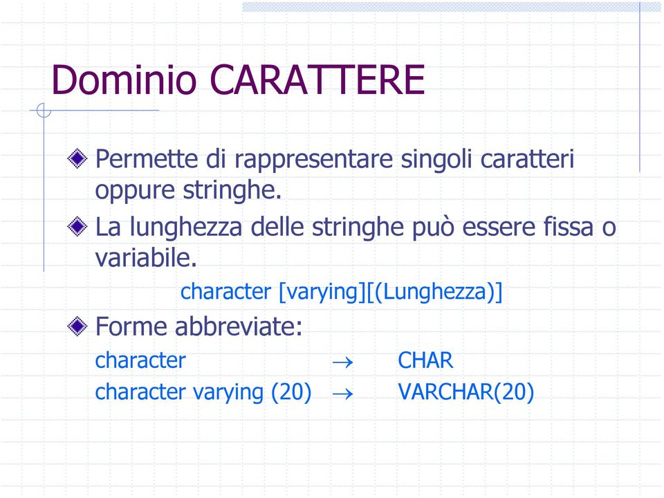 La lunghezza delle stringhe può essere fissa o variabile.