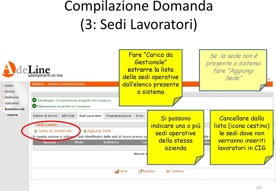 Aggiungi Sede Si possono indicare una o più sedi operative della stessa azienda