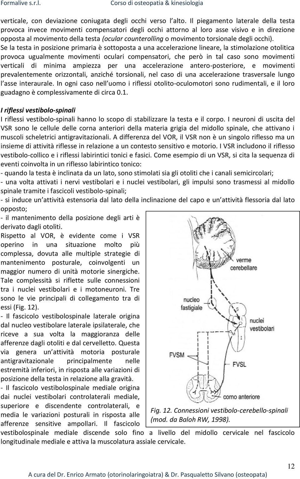 torsionale degli occhi).