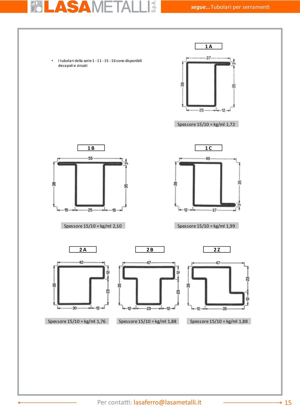 15-16 sono disponibili decapati e zincati Spessore 15/10 = 1,7
