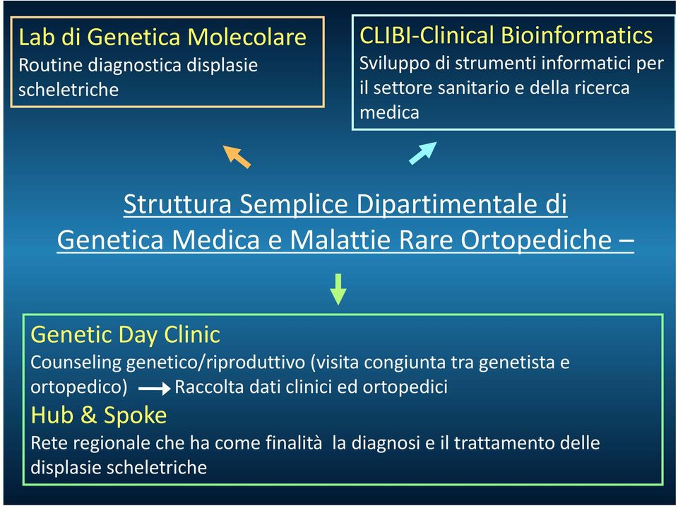 Rare Ortopediche Genetic Day Clinic Counseling genetico/riproduttivo (visita congiunta tra genetista e ortopedico) Raccolta