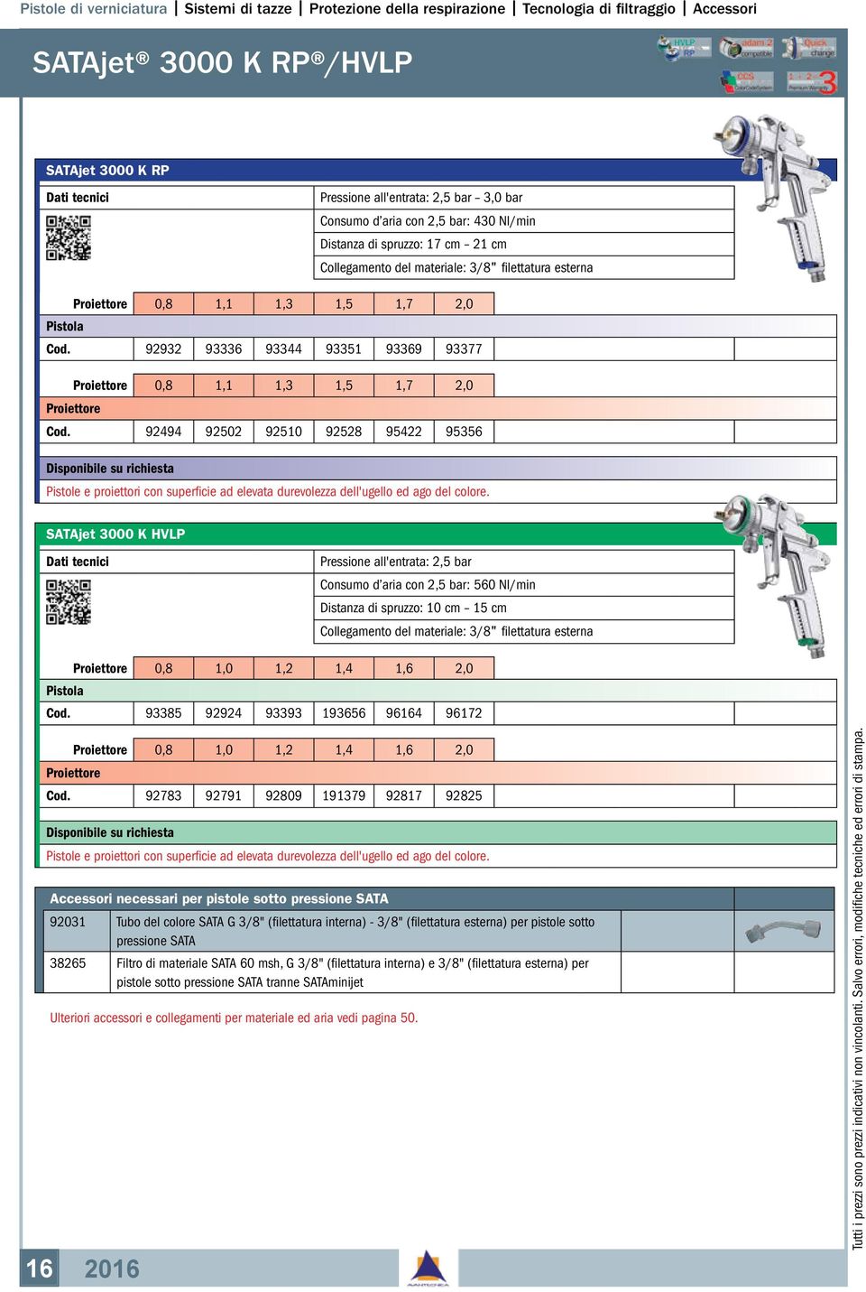 92494 92502 92510 92528 95422 95356 Disponibile su richiesta Pistole e proiettori con superficie ad elevata durevolezza dell'ugello ed ago del colore.