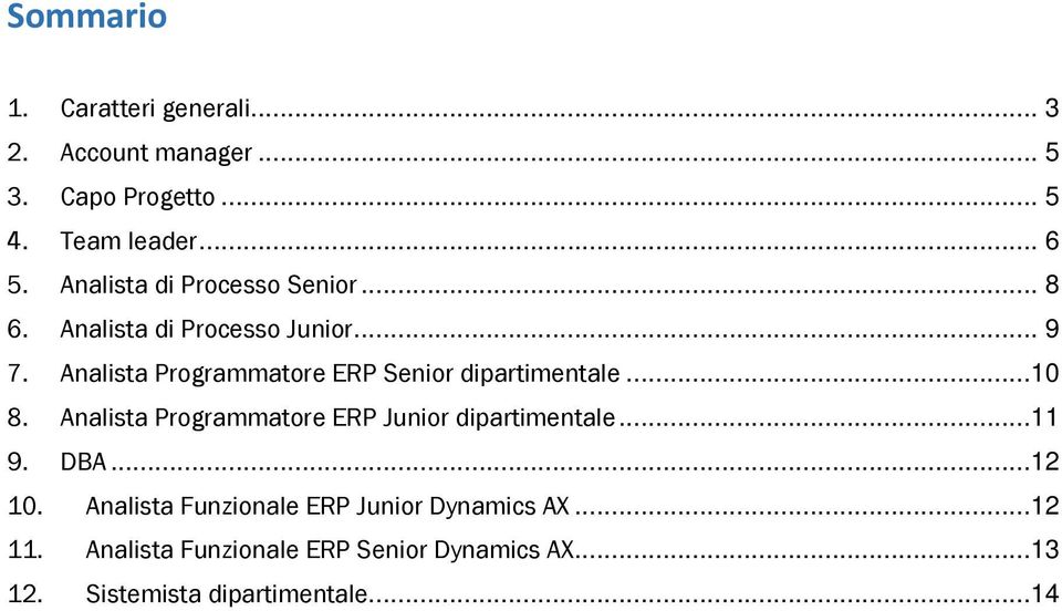Analista Programmatore ERP Senior dipartimentale...10 8. Analista Programmatore ERP Junior dipartimentale.