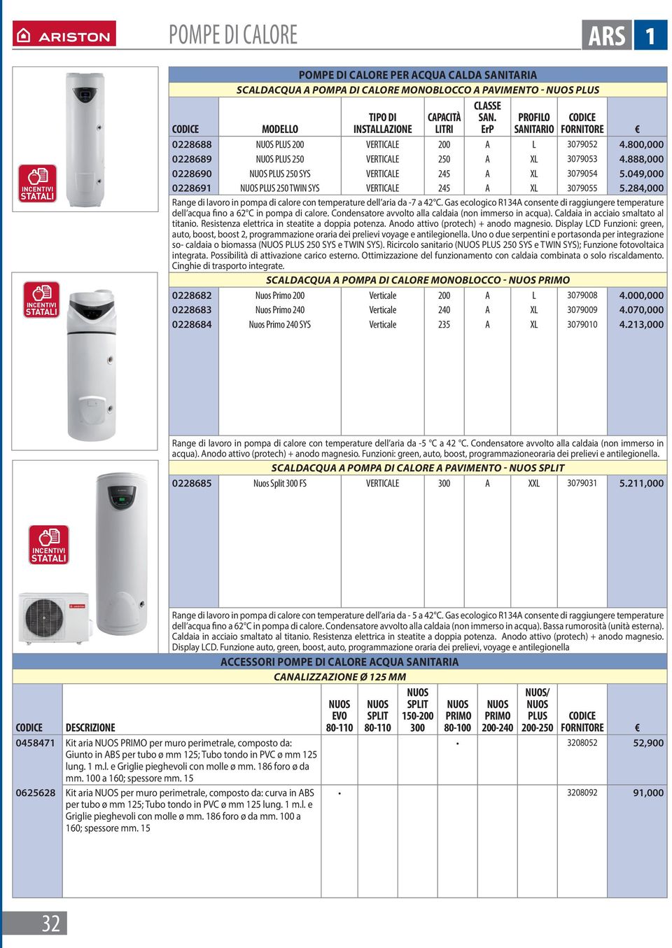 888,000 0228690 NUOS PLUS 250 SYS VERTICALE 245 A XL 3079054 5.049,000 0228691 NUOS PLUS 250 TWIN SYS VERTICALE 245 A XL 3079055 5.