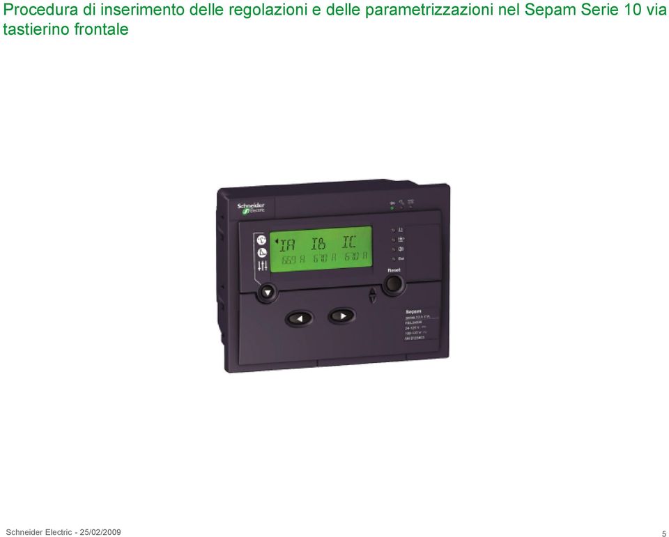 parametrizzazioni nel Sepam Serie 10