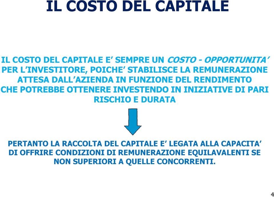 OTTENERE INVESTENDO IN INIZIATIVE DI PARI RISCHIO E DURATA PERTANTO LA RACCOLTA DEL CAPITALE E