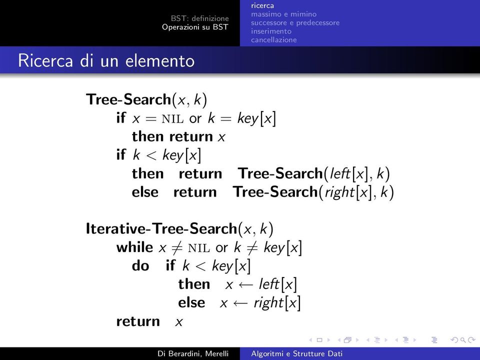 k) else return Tree-Search(right[x], k) Iterative-Tree-Search(x, k)