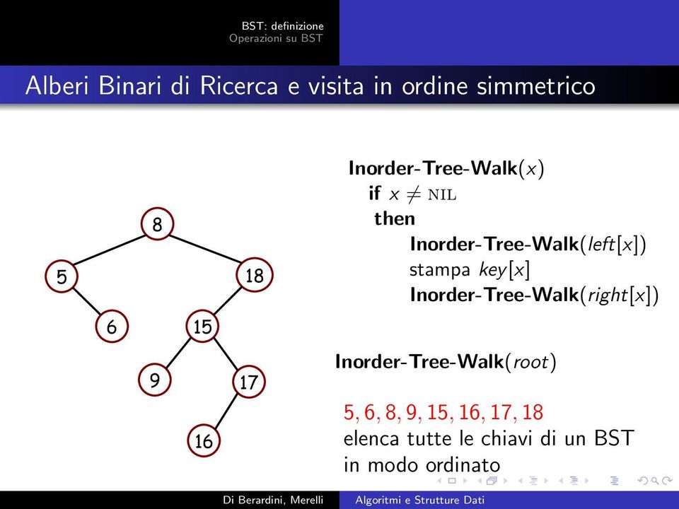 key[x] Inorder-Tree-Walk(right[x]) 6 1 9 17 16