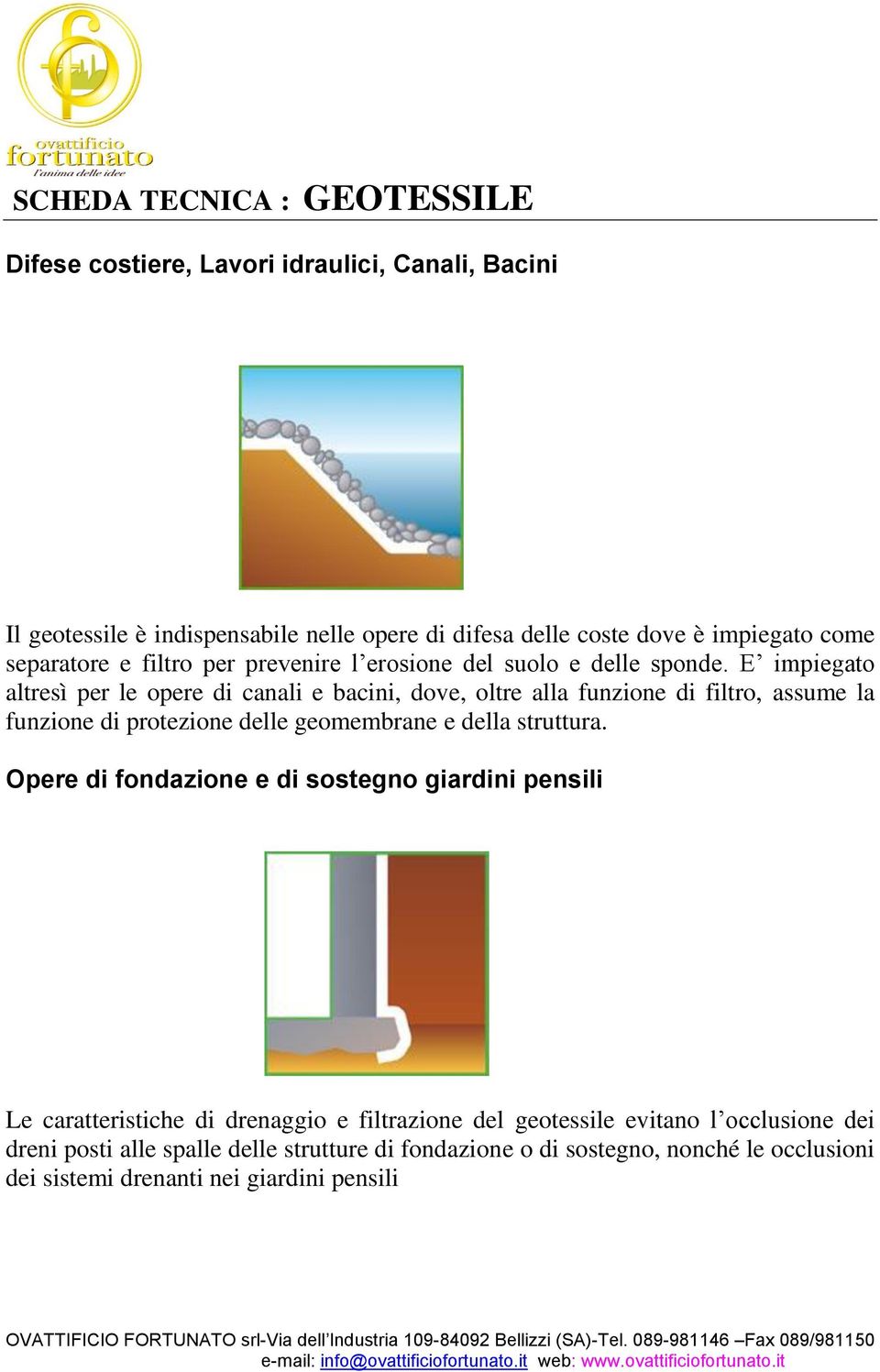 E impiegato altresì per le opere di canali e bacini, dove, oltre alla funzione di filtro, assume la funzione di protezione delle geomembrane e della struttura.