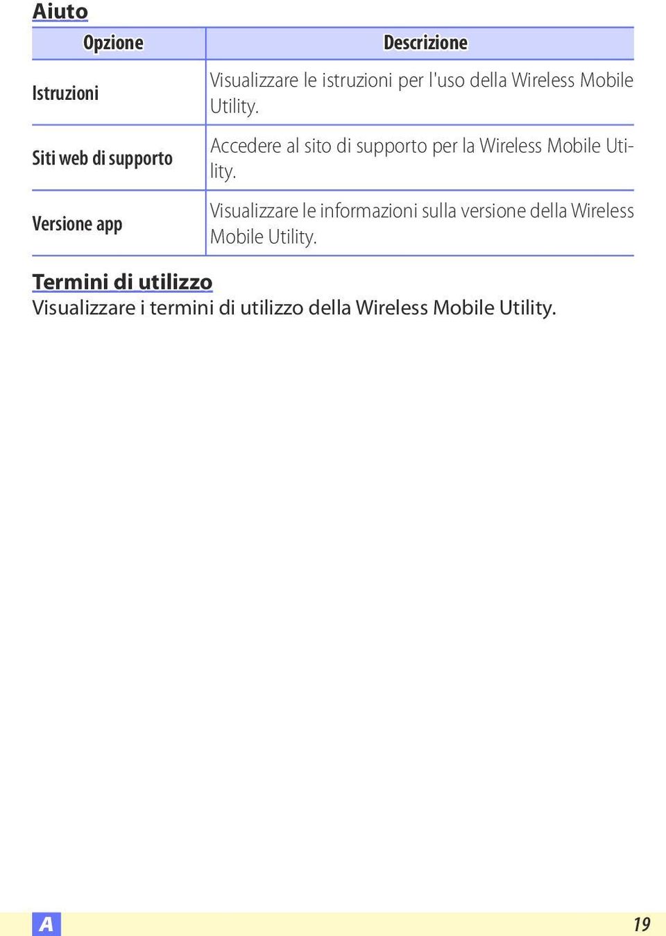 Accedere al sito di supporto per la Wireless Mobile Utility.