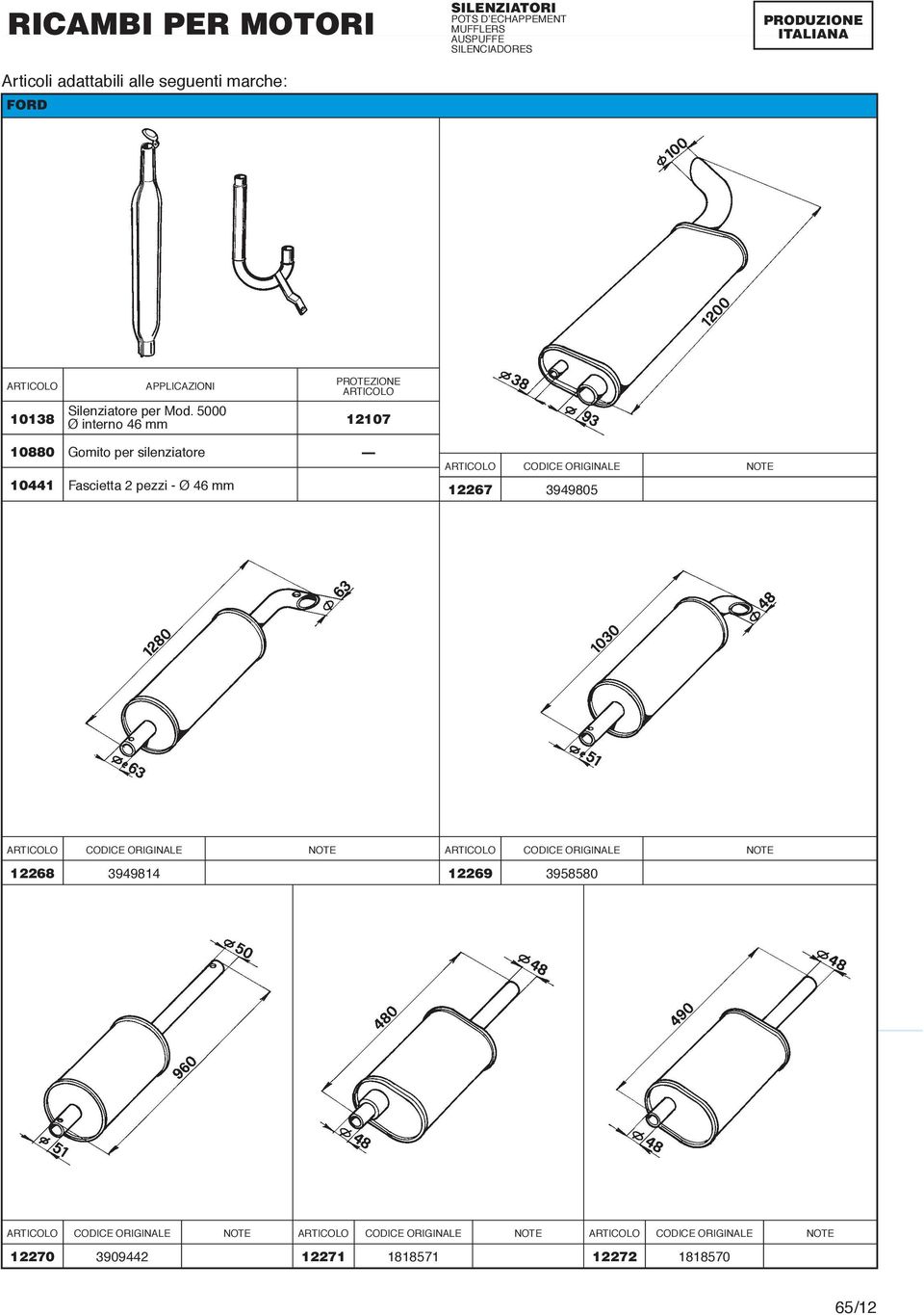 silenziatore Fascietta 2 pezzi - Ø 46 12267 3949805 NOTE