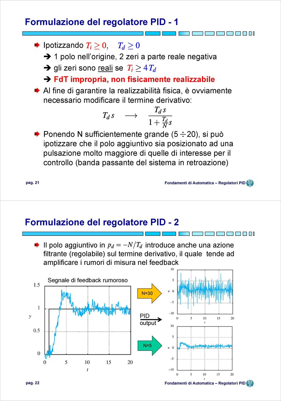 una pulsazione molto maggiore di quelle di interesse per il controllo (banda passante del sistema in retroazione) pag.