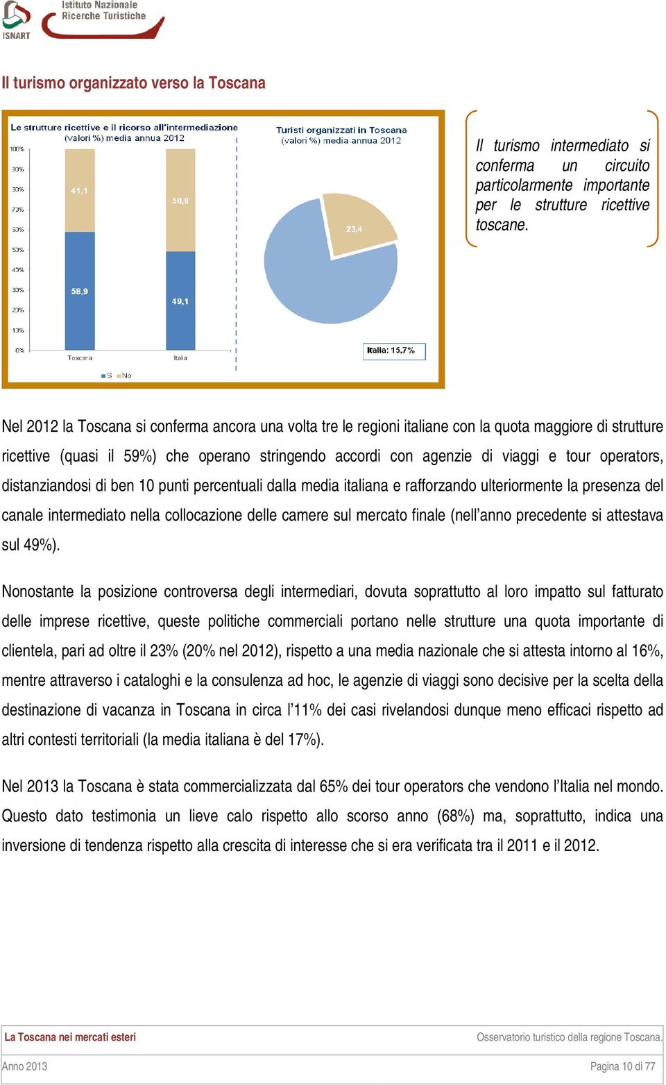 operators, distanziandosi di ben 10 punti percentuali dalla media italiana e rafforzando ulteriormente la presenza del canale intermediato nella collocazione delle camere sul mercato finale (nell