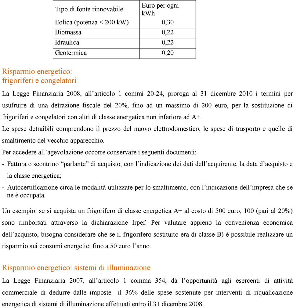 altri di classe energetica non inferiore ad A+. Le spese detraibili comprendono il prezzo del nuovo elettrodomestico, le spese di trasporto e quelle di smaltimento del vecchio apparecchio.