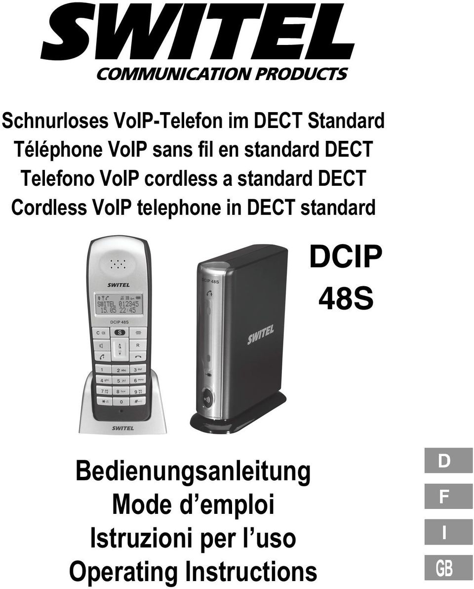 Cordless VoIP telephone in DECT standard DCIP 48S