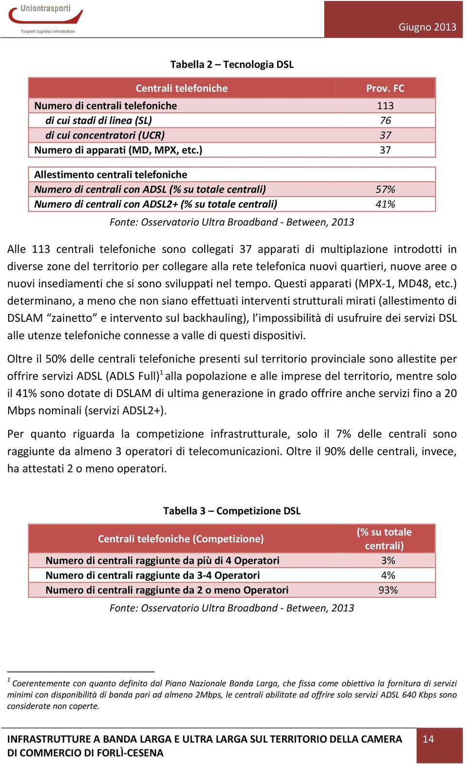 2013 Alle 113 centrali telefoniche sono collegati 37 apparati di multiplazione introdotti in diverse zone del territorio per collegare alla rete telefonica nuovi quartieri, nuove aree o nuovi