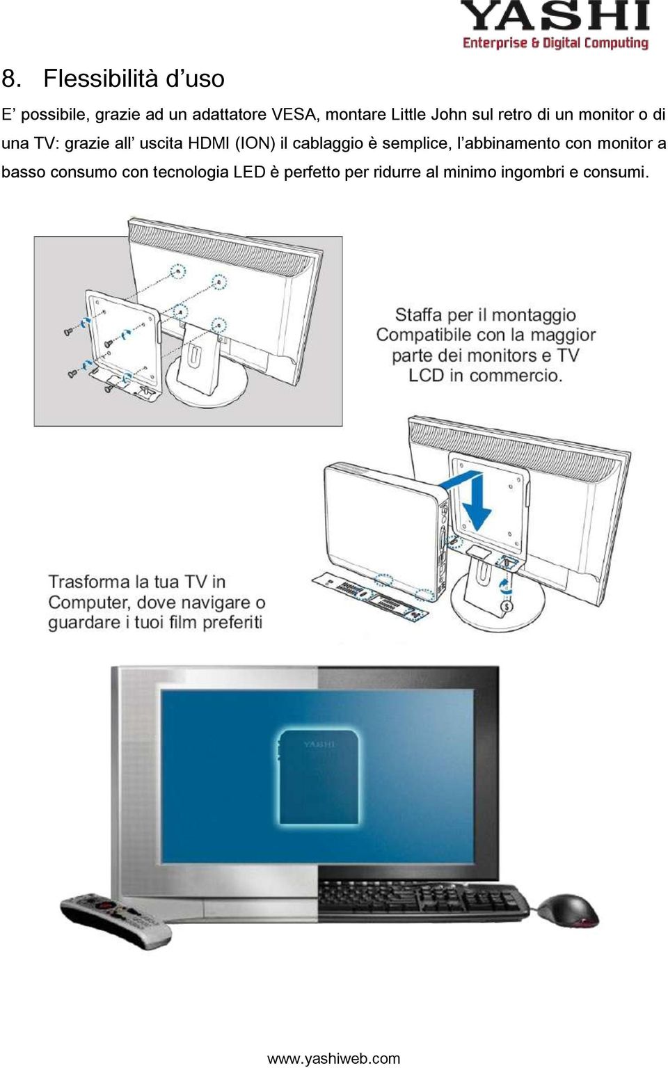 (ION) il cablaggio è semplice, l abbinamento con monitor a basso consumo