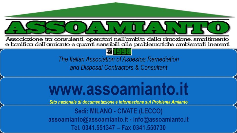 it Sito nazionale di documentazione e informazione sul Problema Amianto