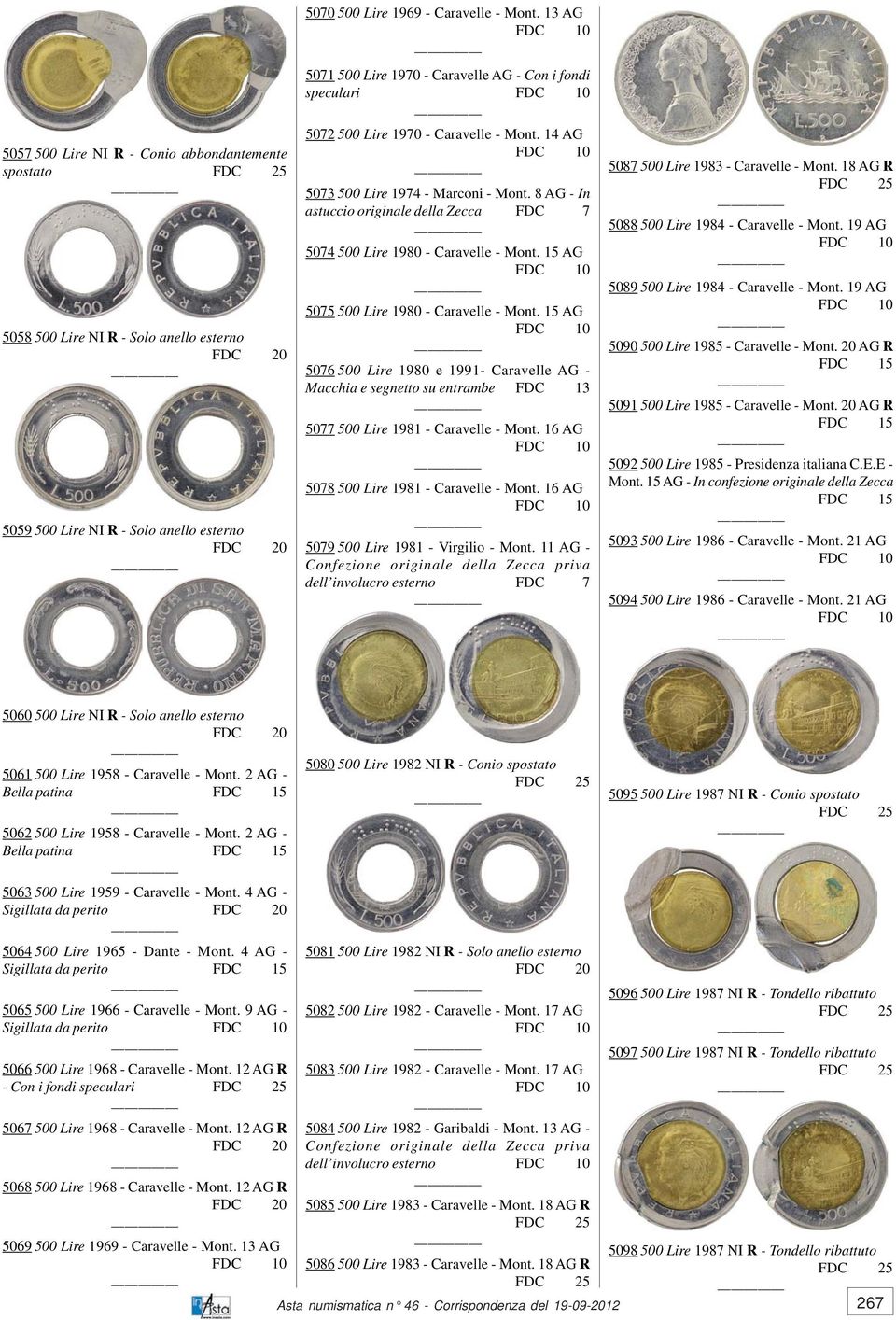 8 AG - In astuccio originale della Zecca FDC 7 5074 500 Lire 1980 - Caravelle - Mont. 15 AG 5075 500 Lire 1980 - Caravelle - Mont.