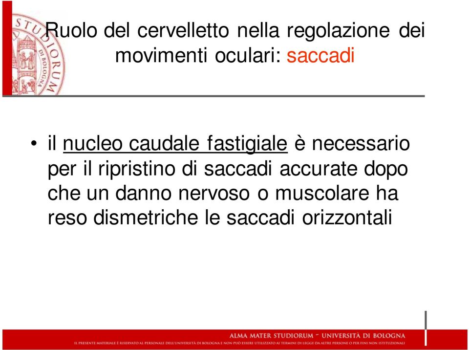 necessario per il ripristino di saccadi accurate dopo che