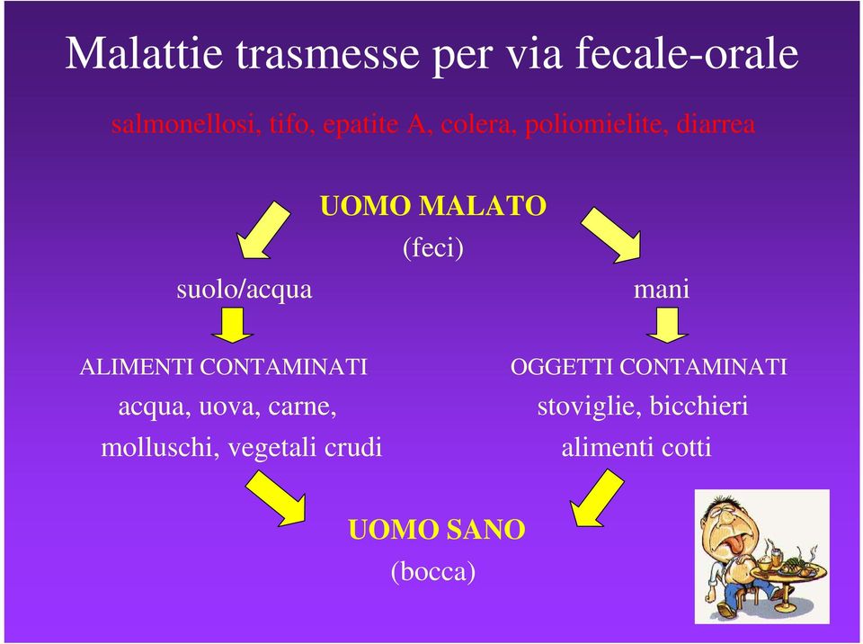 ALIMENTI CONTAMINATI OGGETTI CONTAMINATI acqua, uova, carne,