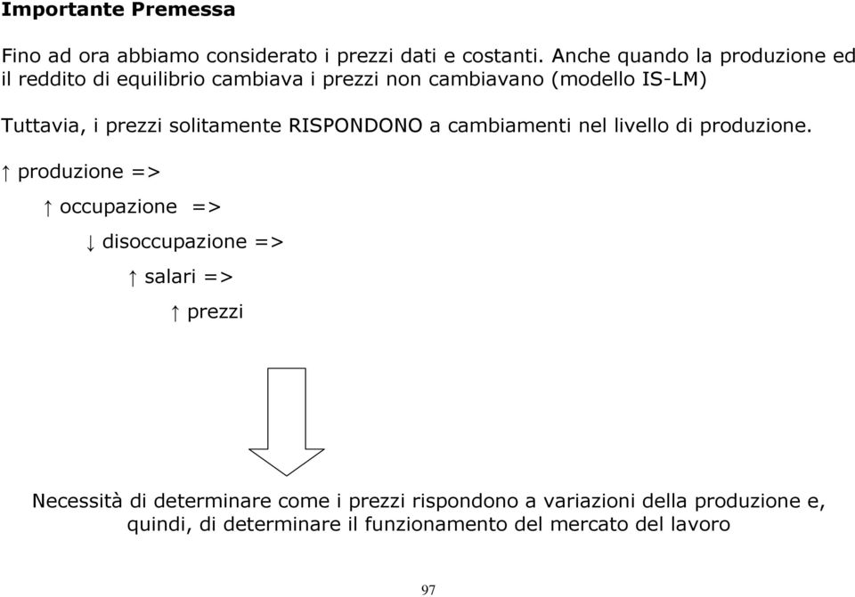 prezzi solitamente RISPONDONO a cambiamenti nel livello di produzione.