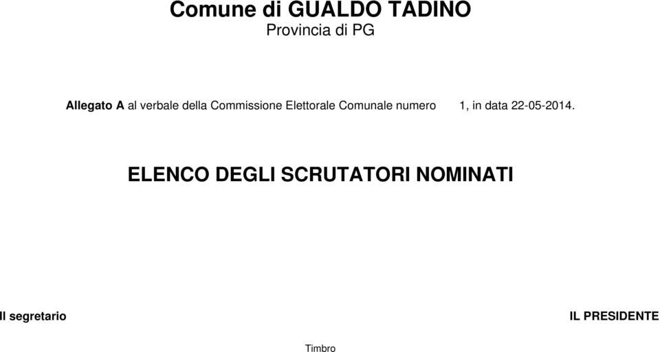 Comunale numero 1, in data 22-05-2014.