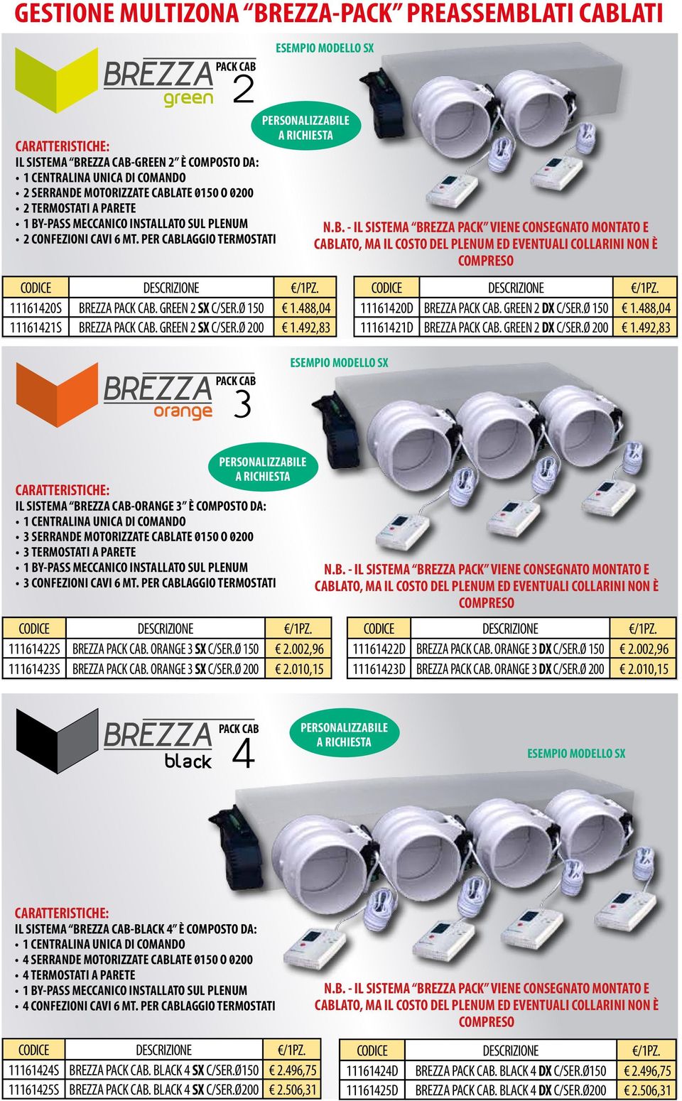 GREEN 2 DX C/SER.Ø 150 1.488,04 11161421D BREZZA CAB. GREEN 2 DX C/SER.Ø 200 1.