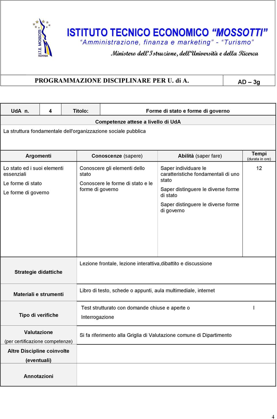 forme di stato Le forme di governo Conoscere gli elementi dello stato Conoscere le forme di stato e le forme di governo Saper individuare le