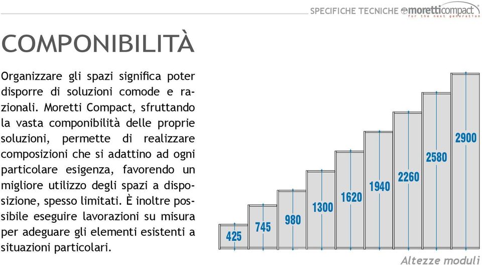 adattino ad ogni particolare esigenza, favorendo un migliore utilizzo degli spazi a disposizione, spesso limitati.